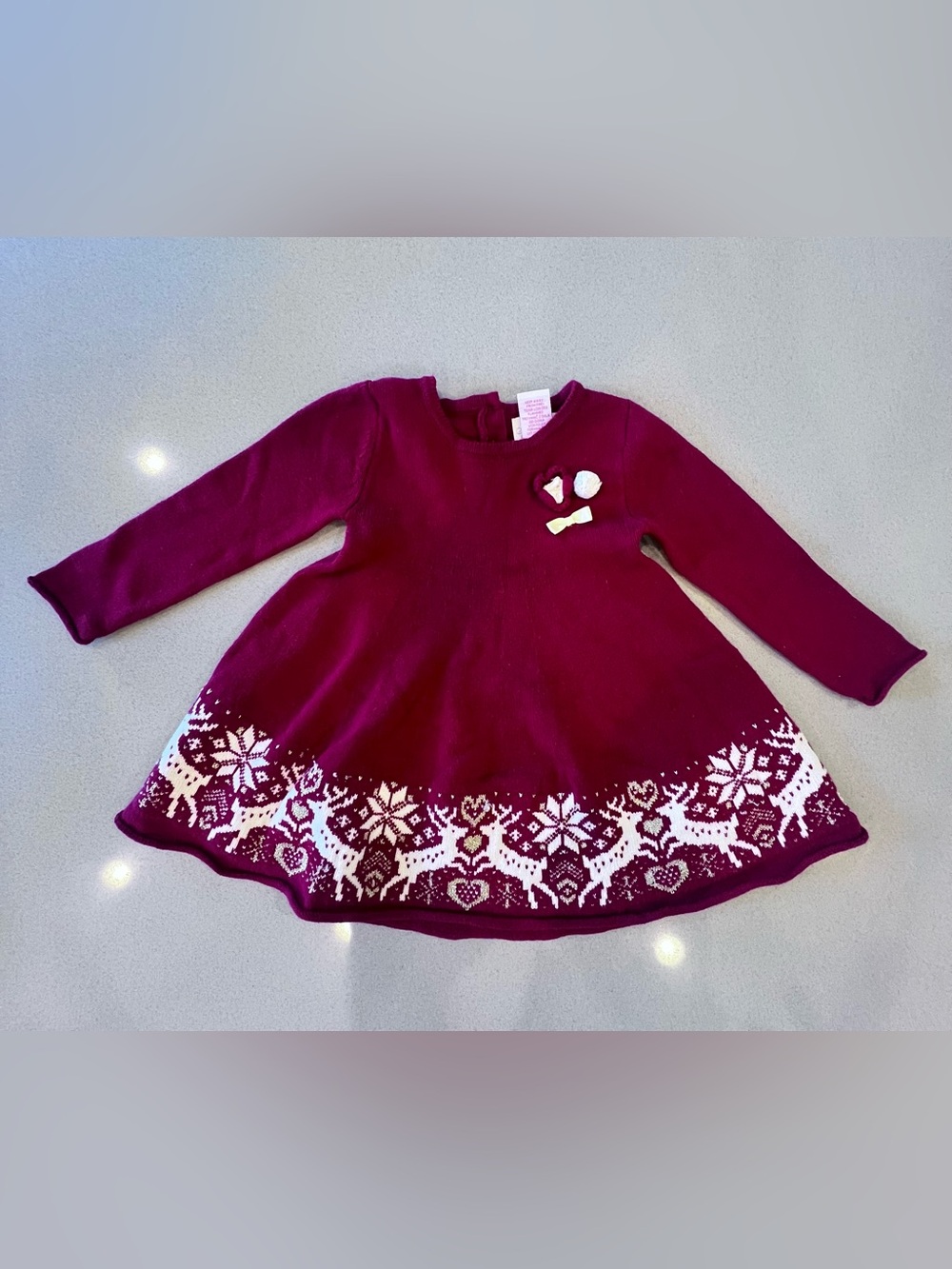 Girls Fair Isle Reindeer Holiday Sweater Dress 2T Heirlooms by Polly Flinders